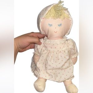 Vintage Eden Doll Blond Hair Closed Blue Eyes plush Rosebud Baby Bonnet …